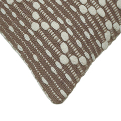 Handwoven Textured Cushion Cover – Taupe & Ivory Woven Design, 45 x 45 cm