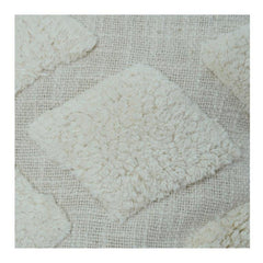 Textured Tufted Cotton Cushion Cover – Geometric Pattern in Ivory | 35 x 50 cm Lumbar Pillow Cover