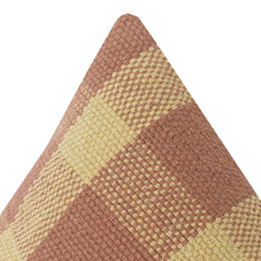 Rust & Beige Checkered Handmade Cotton Cushion Cover | Woven Plaid Pattern | Modern Rustic Home Décor | 18x18 Inch