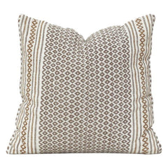 Handwoven Geometric Cotton Cushion Cover 45x45 cm | Boho Tribal Pattern | Neutral Brown & Ivory Decorative Pillow Cover