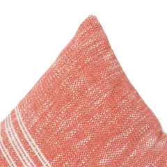 Handwoven Cotton Cushion Cover with Minimal Stripe Design | Textured Coral Cushion | 18x18 Inch Decorative Pillow Cover