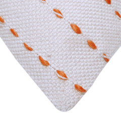 Handwoven White Cushion Cover with Orange Dotted Stripe Design – 45 x 45 cm