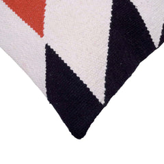 Handwoven Geometric Cotton Cushion Cover 45x45 cm | Black, White & Rust | Modern Boho Decorative Throw Pillow Cover with Concealed Zipper
