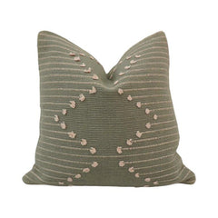 Handmade Sage Green Cotton Cushion Cover with Textured Dot Embroidery | 45x45 cm Decorative Throw Pillow Cover