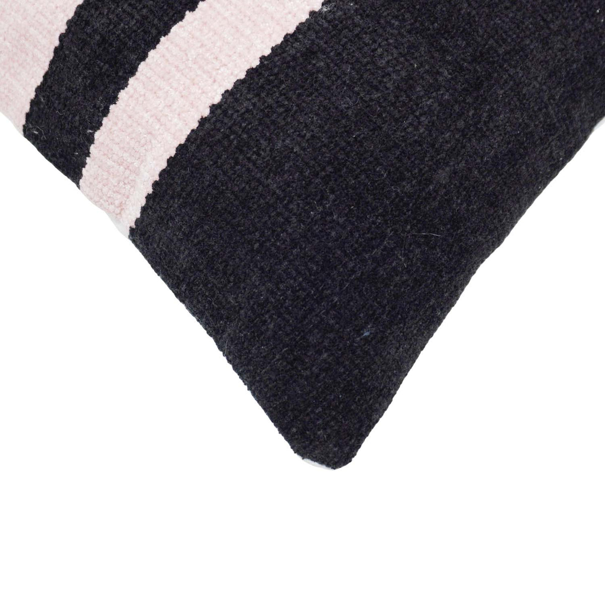 Handmade Cotton Striped Cushion Cover 45x45 cm | Black & Natural Woven Throw Pillow Cover | Modern Minimalist Decorative Cushion Cover | Concealed Zip - Bulk manufacturer & supplier from Panipat, India
