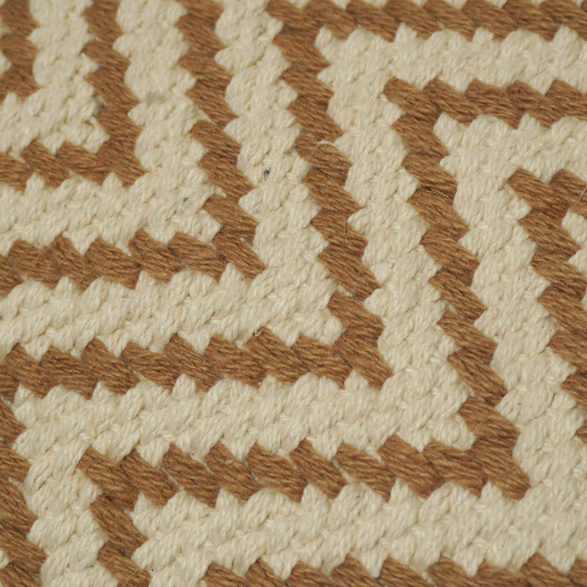 Handwoven Cotton Chevron Cushion Cover 45x45 cm | Woven Zigzag Pattern | Beige & Brown Decorative Throw Pillow Cover | Hidden Zipper | Boho Modern Home Décor