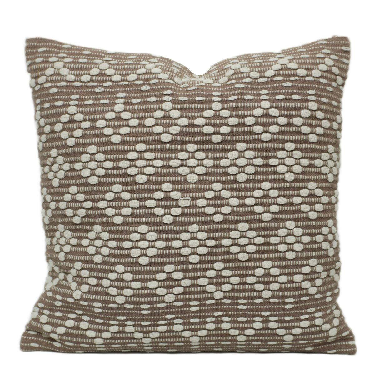 Handwoven Textured Cushion Cover – Taupe & Ivory Woven Design, 45 x 45 cm