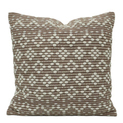 Handwoven Textured Cushion Cover – Taupe & Ivory Woven Design, 45 x 45 cm