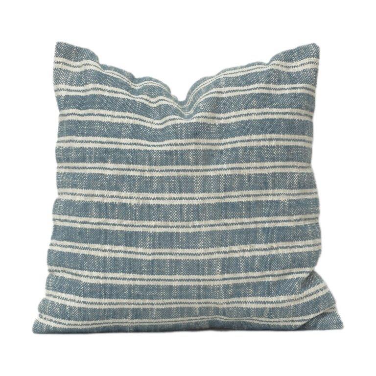Handwoven Striped Cotton Cushion Cover 45x45 cm | Blue & White Textured Throw Pillow Cover | Modern Minimal Home Décor - Bulk manufacturer & supplier from Panipat, India