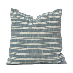 Handwoven Striped Cotton Cushion Cover 45x45 cm | Blue & White Textured Throw Pillow Cover | Modern Minimal Home Décor