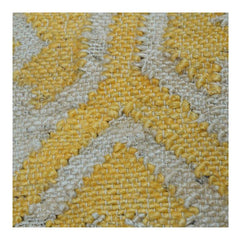 Handwoven Jute & Cotton Cushion Cover – Mustard & Natural Geometric Textured Pillow Cover | Boho Rustic Home Décor | 18x18 Inch