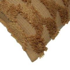 Handmade Tufted Cotton Cushion Cover – Abstract Wavy Textured Design, Earthy Beige & Tan, 45 x 45 cm