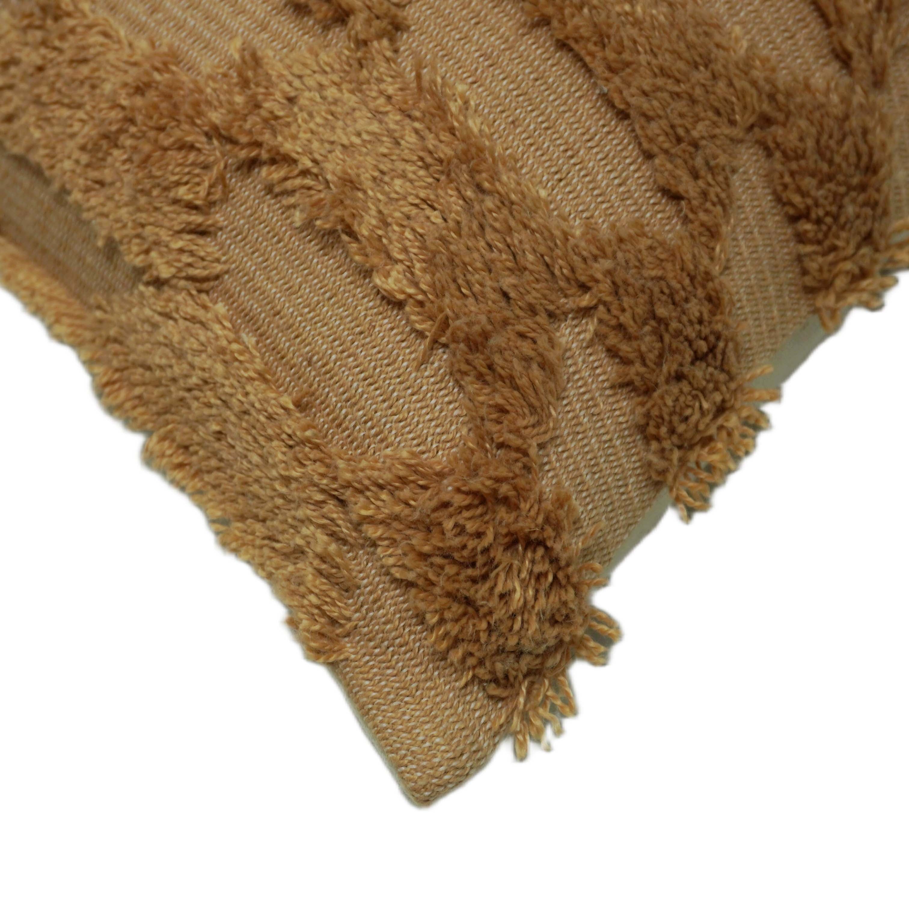 Handmade Tufted Cotton Cushion Cover – Abstract Wavy Textured Design, Earthy Beige & Tan, 45 x 45 cm
