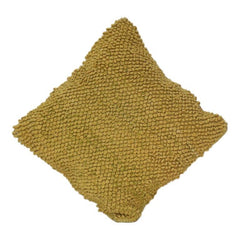 Senfgelber Baumwoll-Kissenbezug mit Fransen | Strukturiertes Schlaufen-Design | Modern-Boho Akzent-Kissenbezug | 45x45 cm