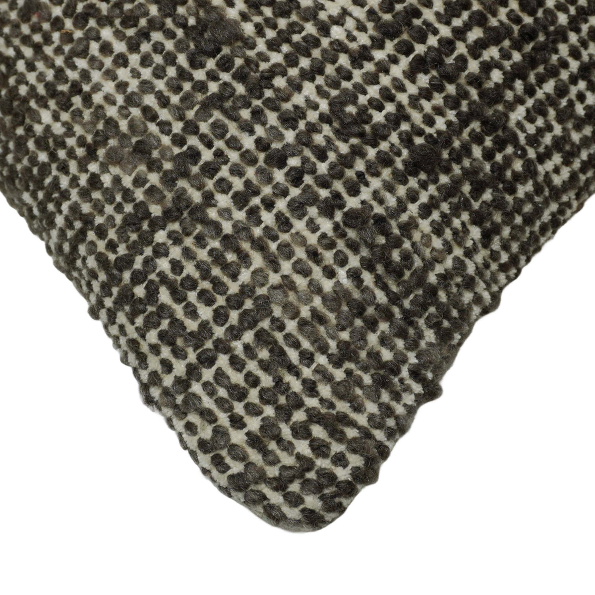 Handwoven Wool Cushion Cover – 45 x 45 cm | Textured Abstract Pattern | Black & Natural Tones