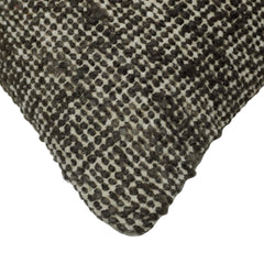 Handwoven Wool Cushion Cover – 45 x 45 cm | Textured Abstract Pattern | Black & Natural Tones