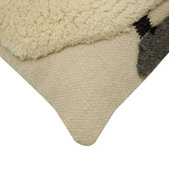 Hand Tufted Wool Bear Face Cushion Cover 45x45 cm | Soft Decorative Throw Pillow Cover | Cream & Black | Hidden Zip