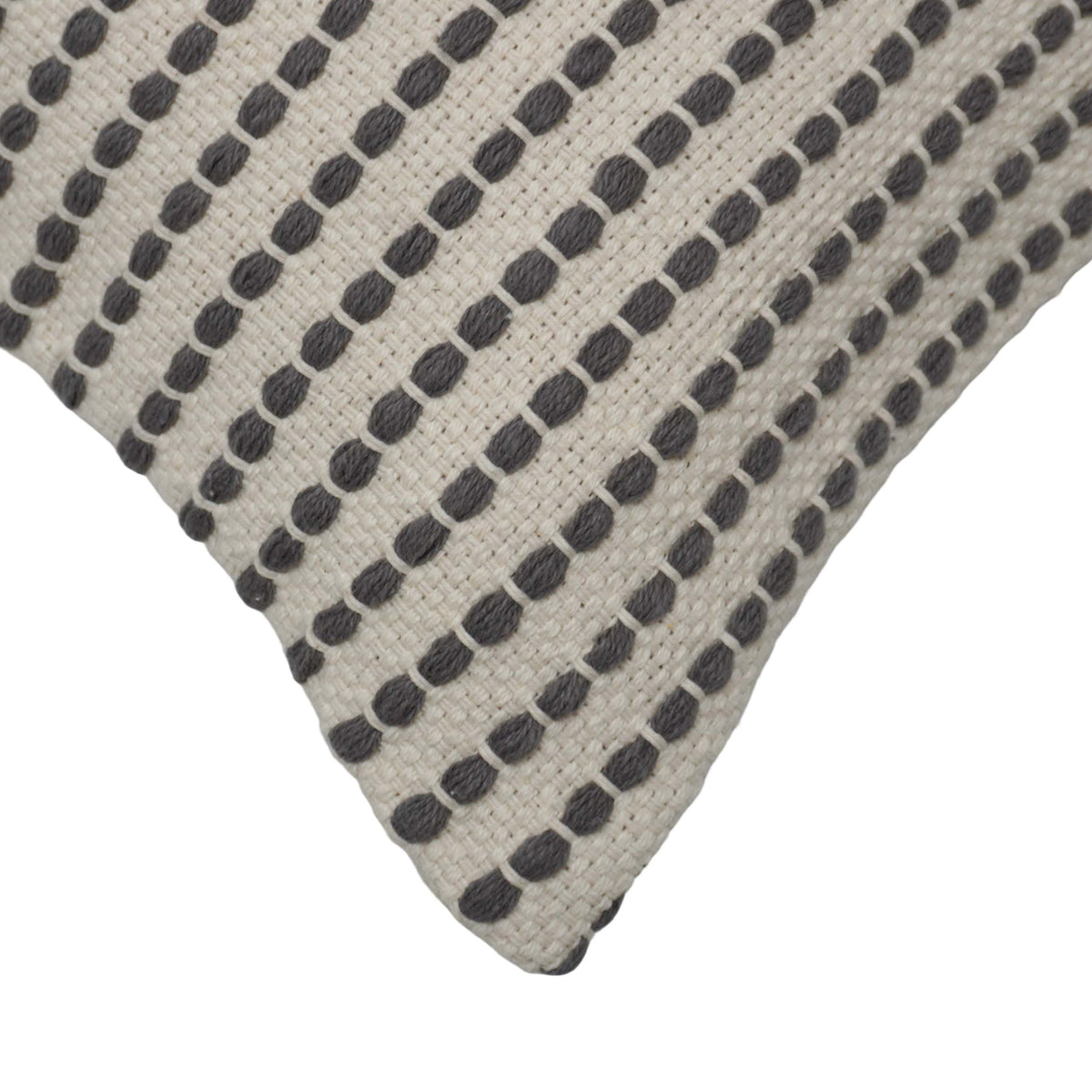 Handwoven Cotton Cushion Cover 45x45 cm | Black & Natural Woven Striped Throw Pillow Cover | Modern Farmhouse Decorative Cushion Cover | Hidden Zipper - Bulk manufacturer & supplier from Panipat, India