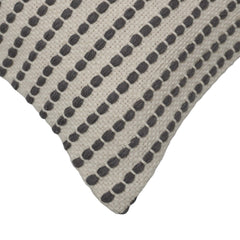 Handwoven Cotton Cushion Cover 45x45 cm | Black & Natural Woven Striped Throw Pillow Cover | Modern Farmhouse Decorative Cushion Cover | Hidden Zipper