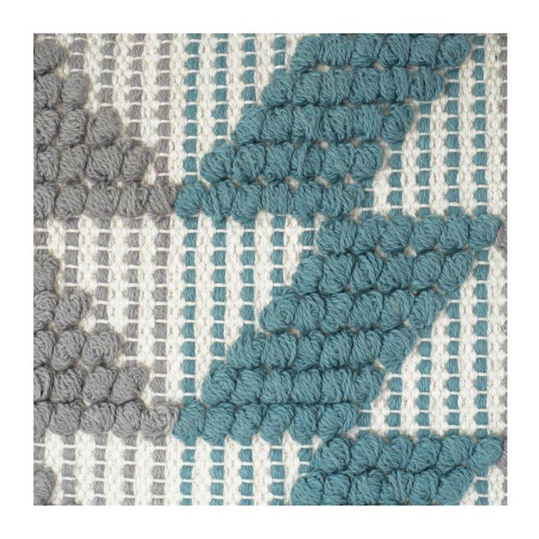 Handcrafted Tufted Cotton Cushion Cover 45x45 cm – Geometric Chevron Pattern in Teal & Grey | Textured Boho Decorative Pillow Cover - Bulk manufacturer & supplier from Panipat, India