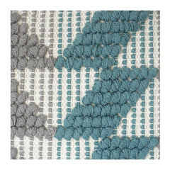 Handcrafted Tufted Cotton Cushion Cover 45x45 cm – Geometric Chevron Pattern in Teal & Grey | Textured Boho Decorative Pillow Cover