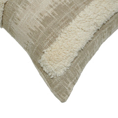 Printed & Tufted Cotton Cushion Cover 45x45 cm | Textured Striped Design | Decorative Throw Pillow Cover with Hidden Zipper | Beige & Ivory