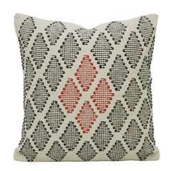 Ivory black and rust geometric handwoven cushion cover 45x45 cm