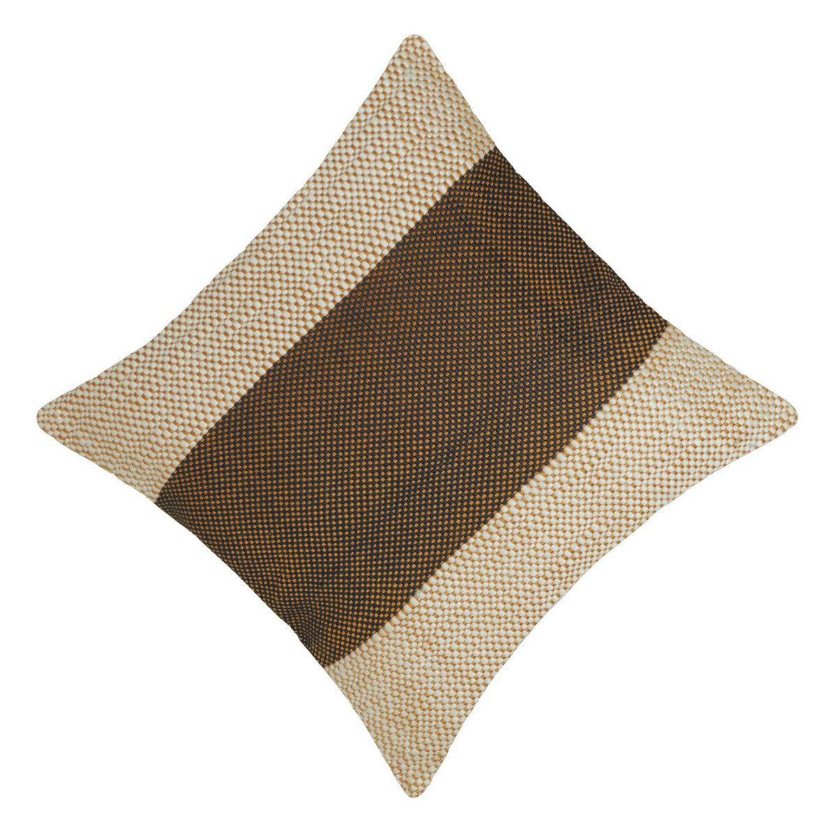 Handwoven Textured Cushion Cover – Black, Brown & Cream Geometric Design – 45 x 45 cm