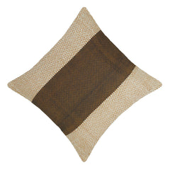 Handwoven Textured Cushion Cover – Black, Brown & Cream Geometric Design – 45 x 45 cm