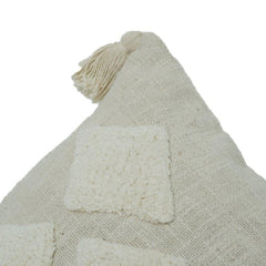 Textured Tufted Cotton Cushion Cover – Geometric Pattern in Ivory | 35 x 50 cm Lumbar Pillow Cover