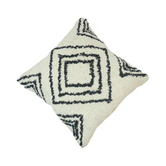 Tufted Geometric Cotton Cushion Cover | Black & White Diamond Pattern | 45x45 cm