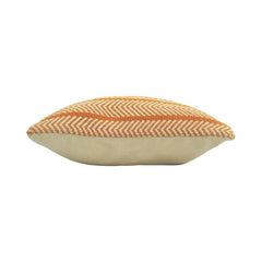Handmade Cotton Herringbone Cushion Cover 45x45 cm | Mustard & Ivory Woven Decorative Pillow Cover