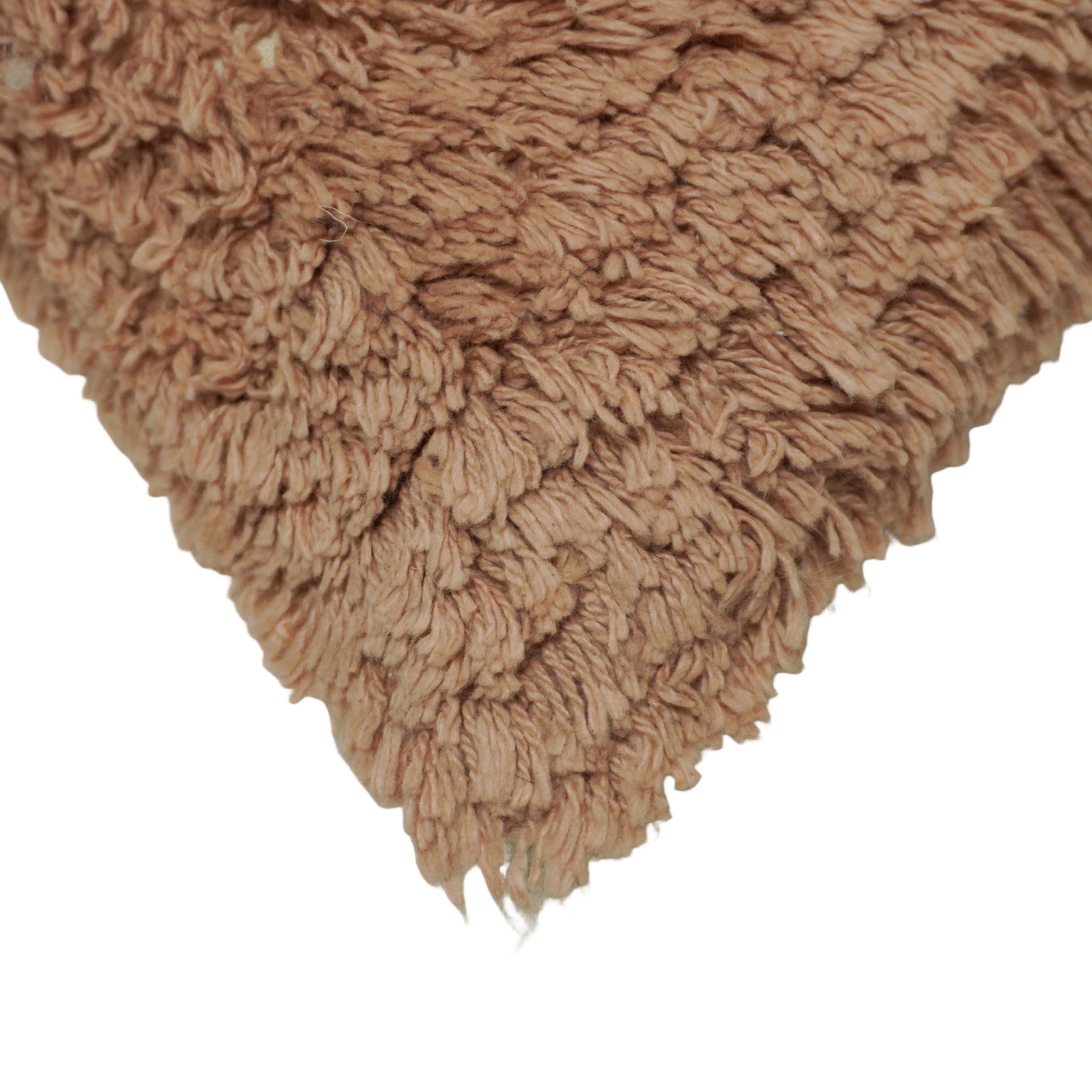 Handcrafted Tufted Cotton Cushion Cover 45x45 cm | Cream & Brown Textured Boho Decorative Throw Pillow Cover | Hidden Zip | 18x18 Inch