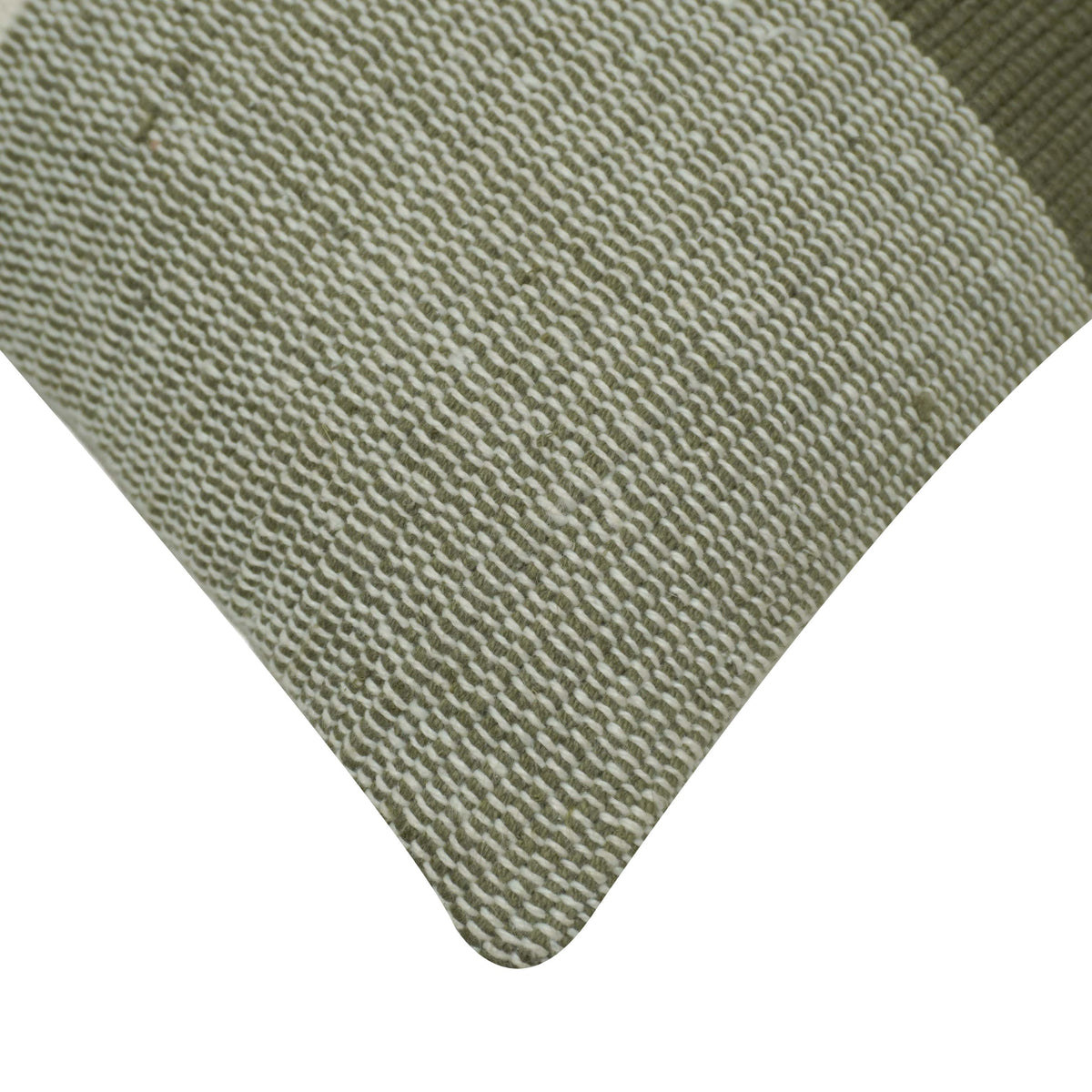 Handwoven Sage Green & Ivory Color Block Cushion Cover – 45 x 45 cm