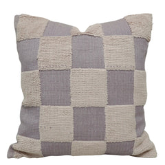Machine Woven Cotton Checkered Cushion Cover 45x45 cm | Textured Tufted Checker Pattern | Soft Decorative Throw Pillow Cover with Hidden Zipper | Modern Living Room & Bedroom Décor