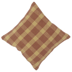 Rust & Beige Checkered Handmade Cotton Cushion Cover | Woven Plaid Pattern | Modern Rustic Home Décor | 18x18 Inch