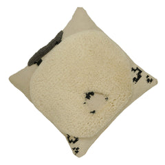 Hand Tufted Wool Bear Face Cushion Cover 45x45 cm | Soft Decorative Throw Pillow Cover | Cream & Black | Hidden Zip