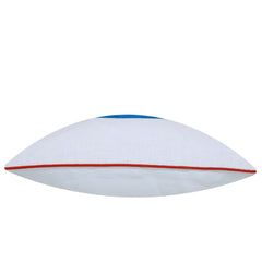 Machine Embroidered Fish Design Cushion Cover 45x45 cm – Blue & Red on White