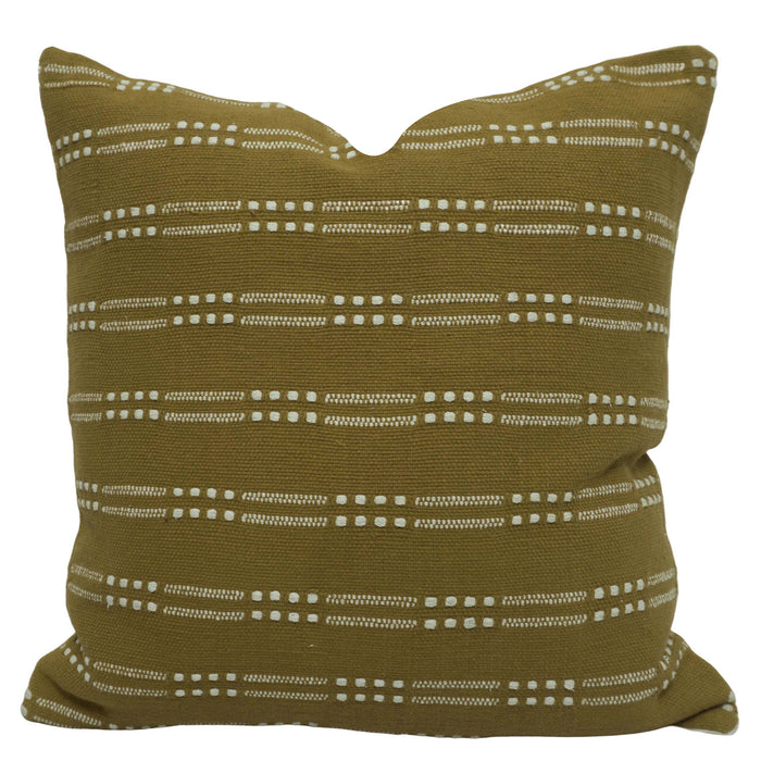 Handwoven Cotton Cushion Cover 45x45 cm | Woven Textured Striped Design | Decorative Throw Pillow Cover with Hidden Zipper | Modern Boho Home Décor | Olive Green