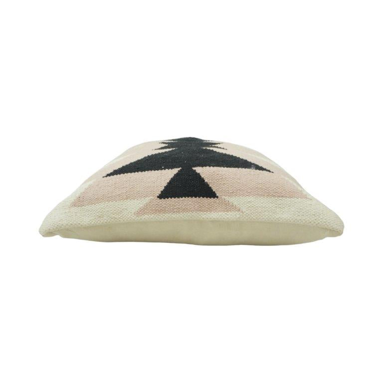 Handwoven Geometric Cotton Cushion Cover – Black & Beige Tribal Pattern | 45x45 cm - Bulk manufacturer & supplier from Panipat, India