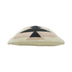 Handwoven Geometric Cotton Cushion Cover – Black & Beige Tribal Pattern | 45x45 cm