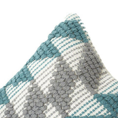 Handcrafted Tufted Cotton Cushion Cover 45x45 cm – Geometric Chevron Pattern in Teal & Grey | Textured Boho Decorative Pillow Cover