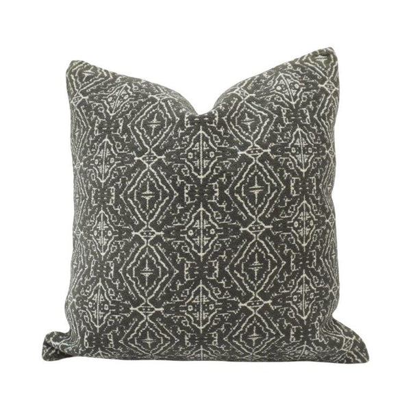 Charcoal Grey Geometric Jacquard Cotton Cushion Cover | 45x45 cm Decorative Throw Pillow Cover