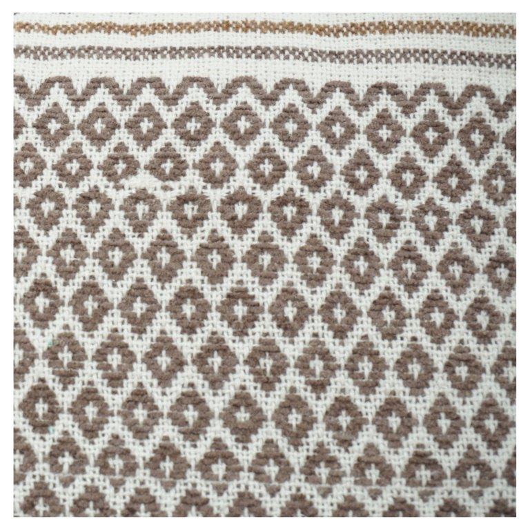 Handwoven Geometric Cotton Cushion Cover 45x45 cm | Boho Tribal Pattern | Neutral Brown & Ivory Decorative Pillow Cover - Bulk manufacturer & supplier from Panipat, India