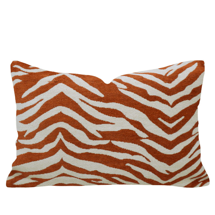 Rustic Terracotta Zebra Jacquard Cushion Cover – 35 x 50 cm