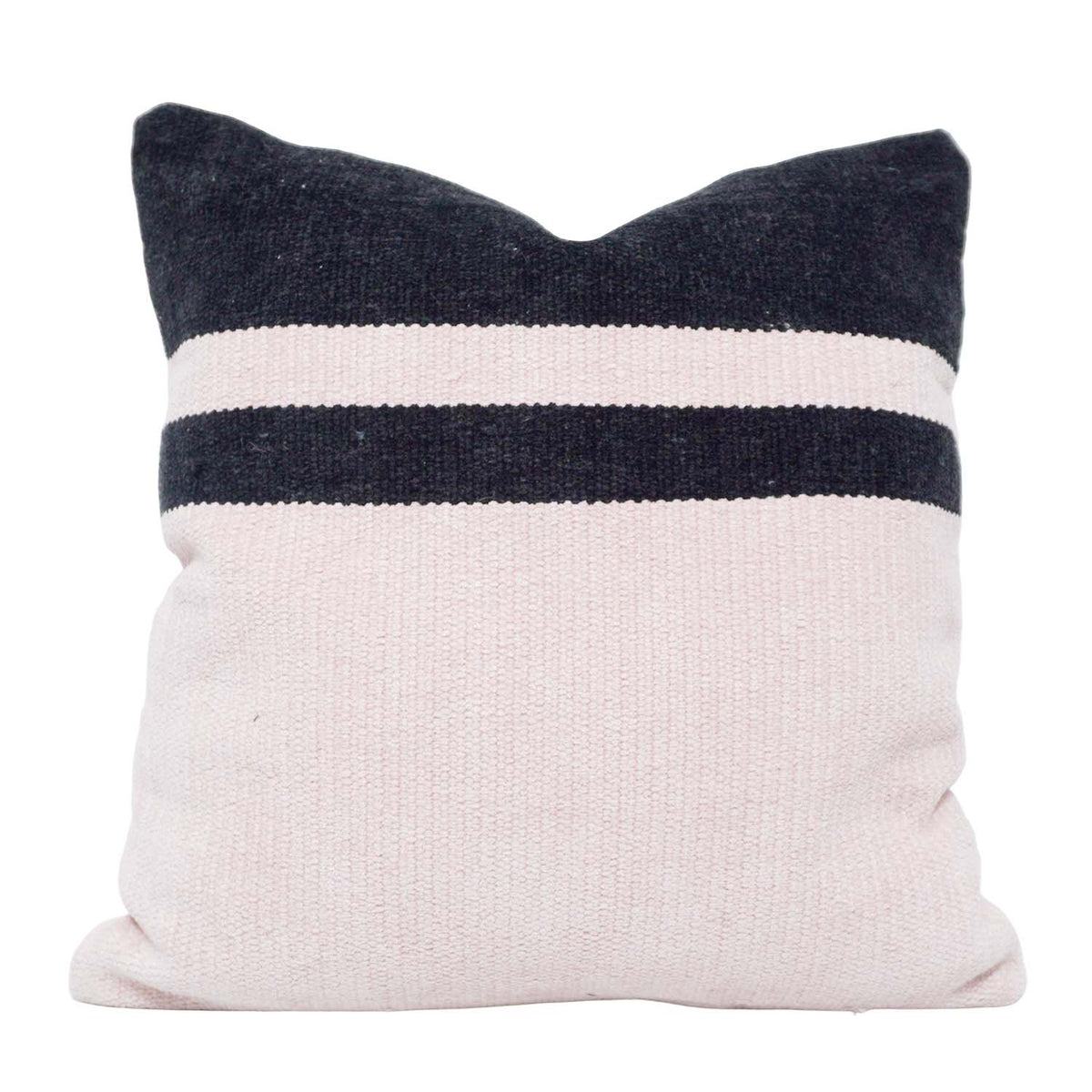 Handmade Cotton Striped Cushion Cover 45x45 cm | Black & Natural Woven Throw Pillow Cover | Modern Minimalist Decorative Cushion Cover | Concealed Zip - Bulk manufacturer & supplier from Panipat, India