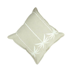 Palm Tree Embroidered Cotton Cushion Cover – Sage Green | 45x45 cm Decorative Pillow Cover