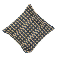 Handgewebter Jute-Kissenbezug – Strukturiertes geometrisches Muster | Dekokissenhülle in Natur und Indigo (45x45 cm)