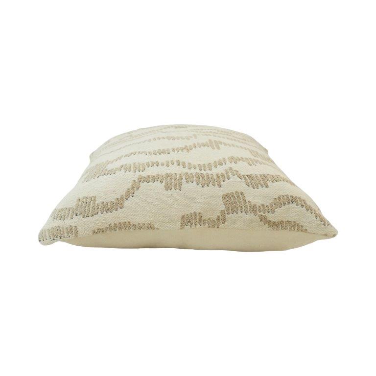 Ivory Beige Jacquard Cushion Cover | Textured Woven Geometric Design | 45x45 cm