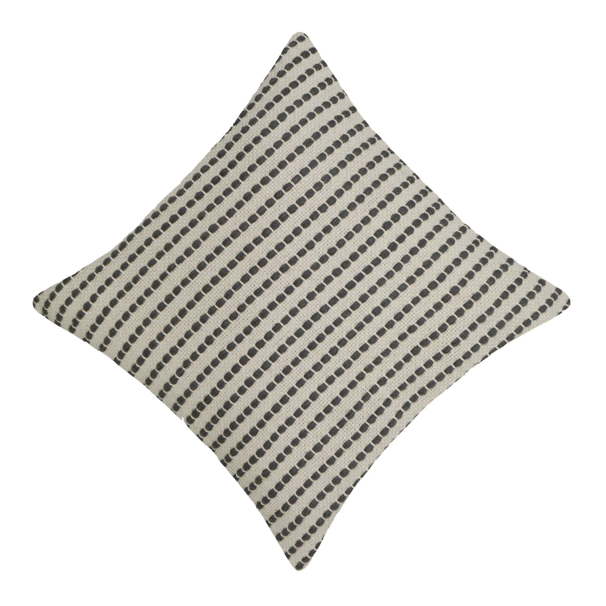 Handwoven Cotton Cushion Cover 45x45 cm | Black & Natural Woven Striped Throw Pillow Cover | Modern Farmhouse Decorative Cushion Cover | Hidden Zipper - Bulk manufacturer & supplier from Panipat, India